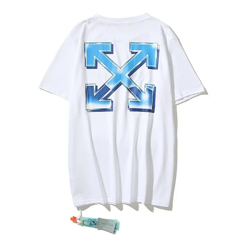 Off-White T-Shirt with Blue Arrow Logo