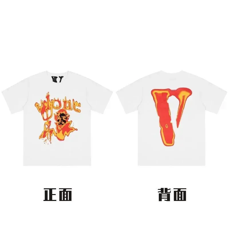 Vlone Flame T-Shirt: Front Logo & Back Big V