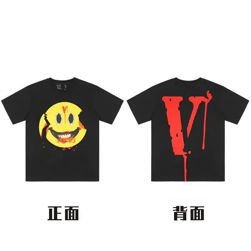 VLONE Black Horror Smiley Front Red Dripping V Back T-Shirt
