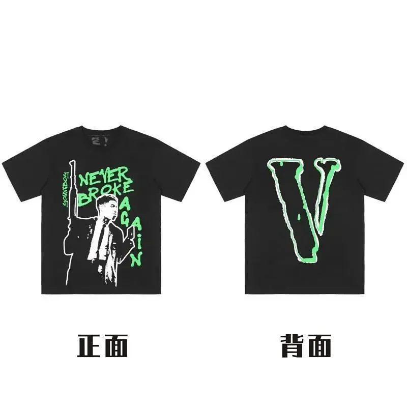 VLONE Black T-Shirt with Green Print