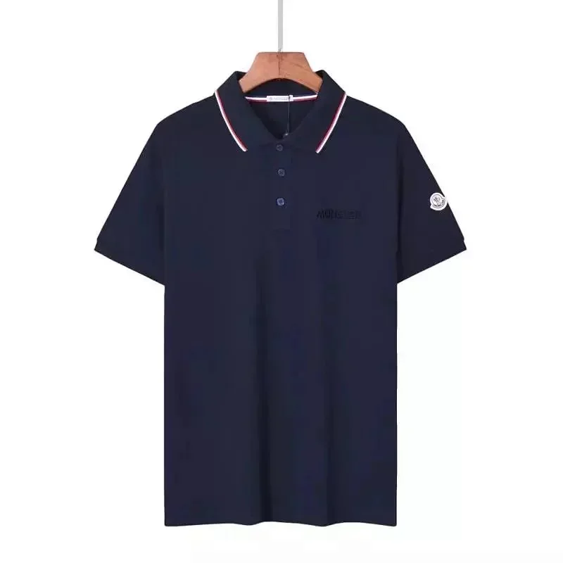 Moncler Navy Striped-Collar Polo