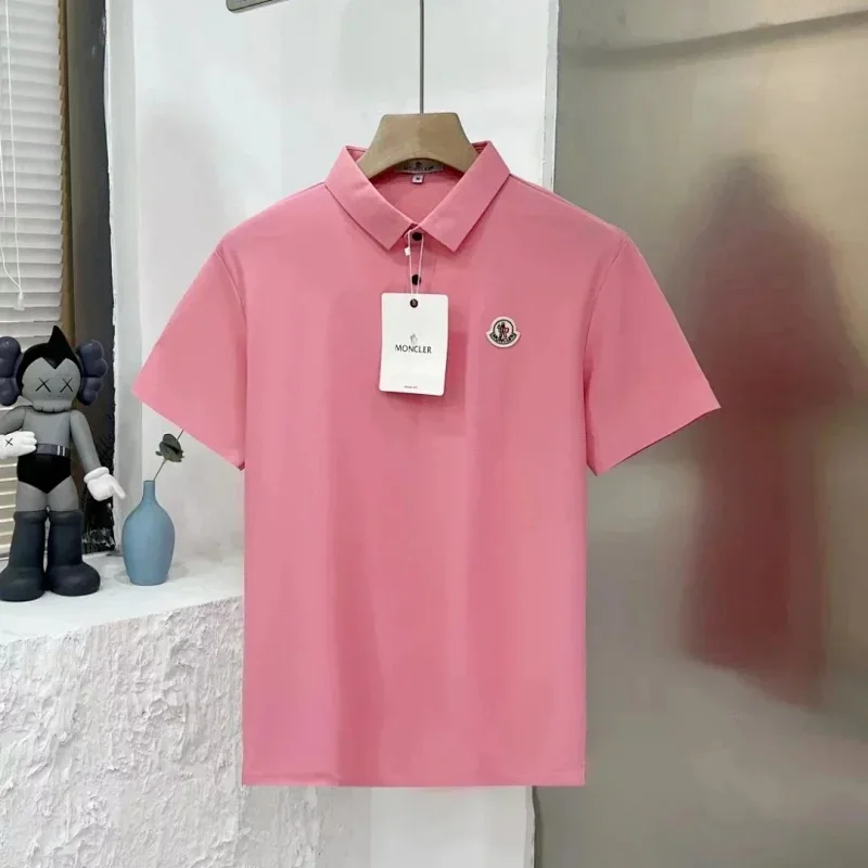 MONCLER Pink Logo Polo T-Shirt