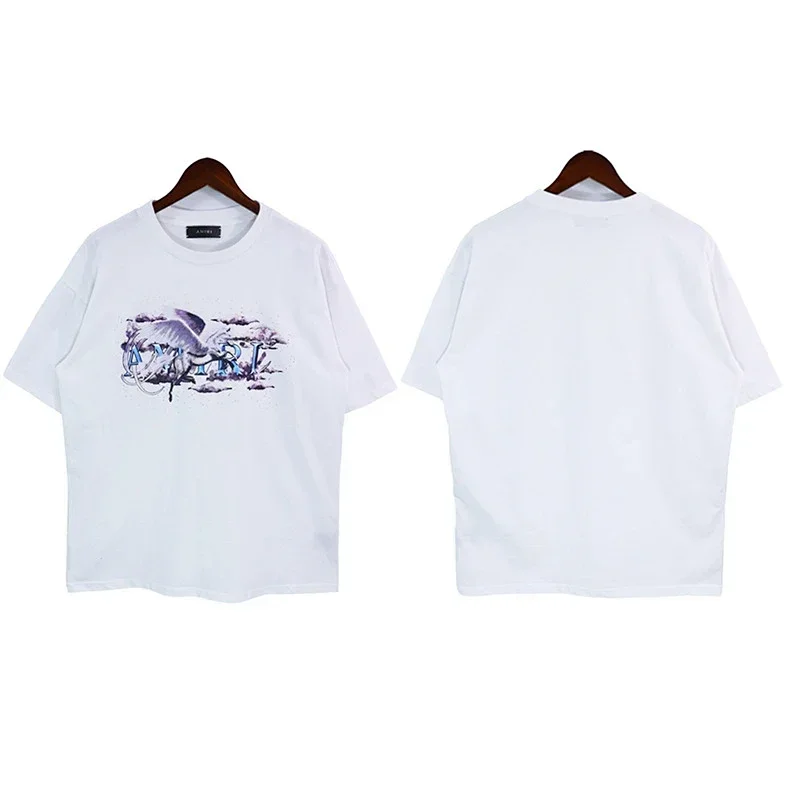 AMIRI White T-Shirt with Purple Angel Print