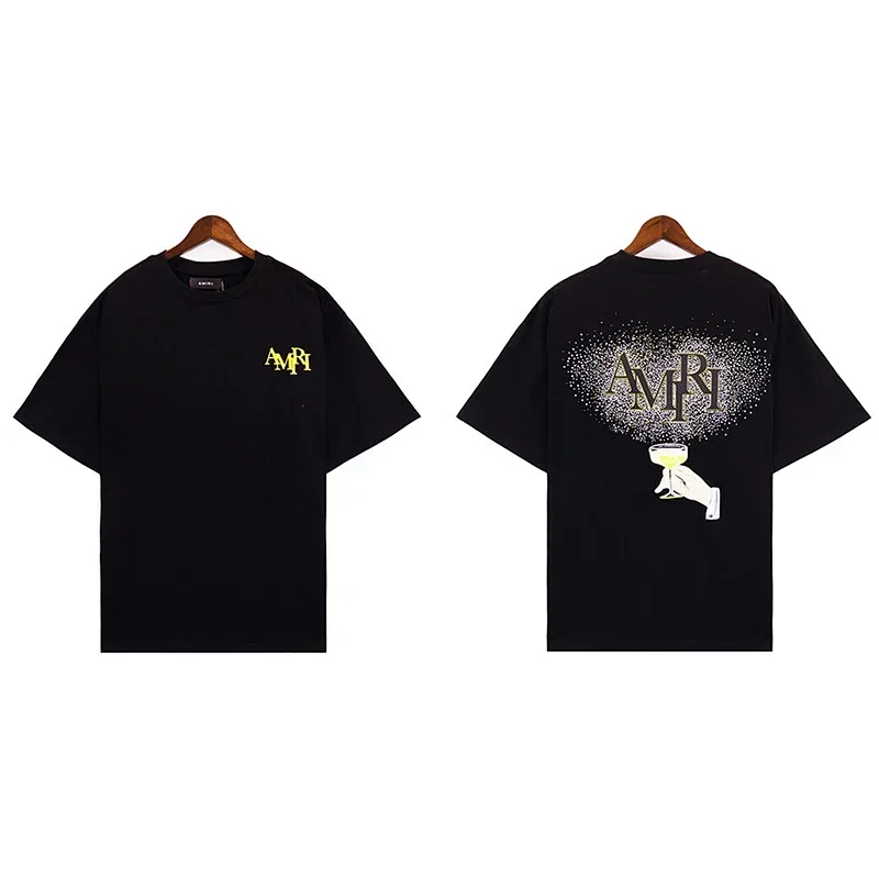 AMIRI Black T-Shirt with Yellow Logo & Back Print
