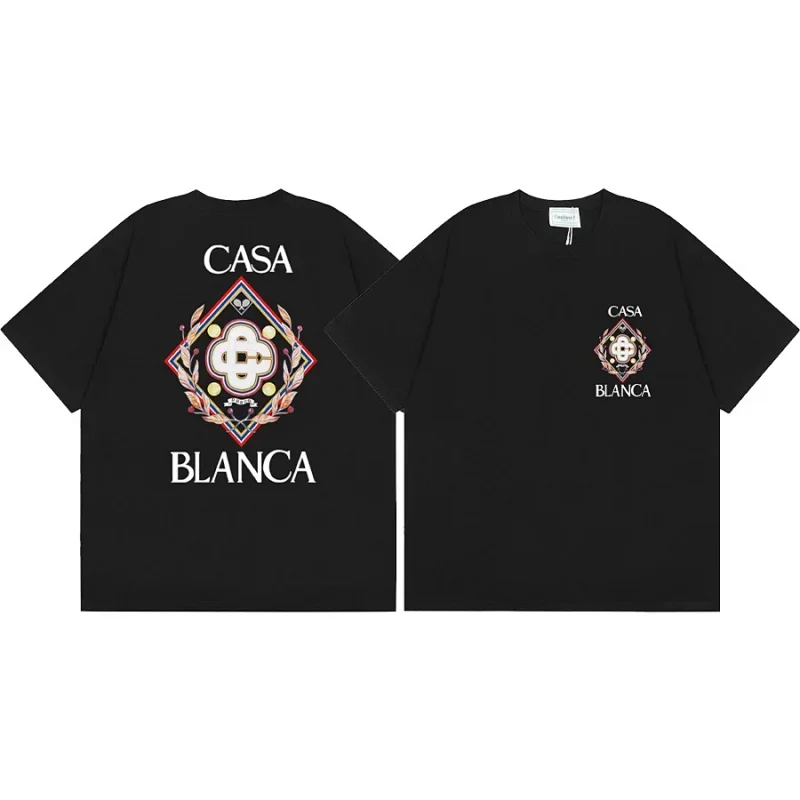 CASA BLANCA Black T-Shirt w/ Front & Back Logos