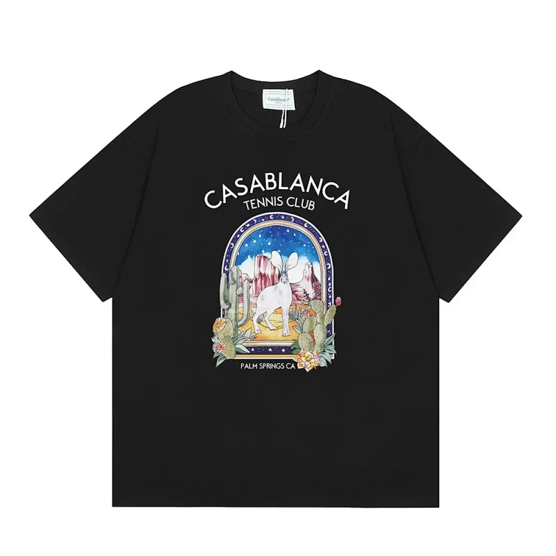Casablanca T-Shirt: Tennis Club Rabbit Cactus Palm Springs