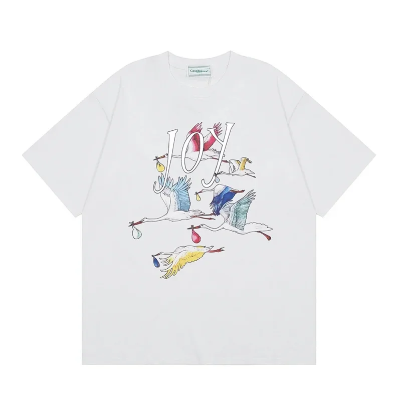 Candymade White JOY Lettering Colorful Storks Graphic T-Shirt