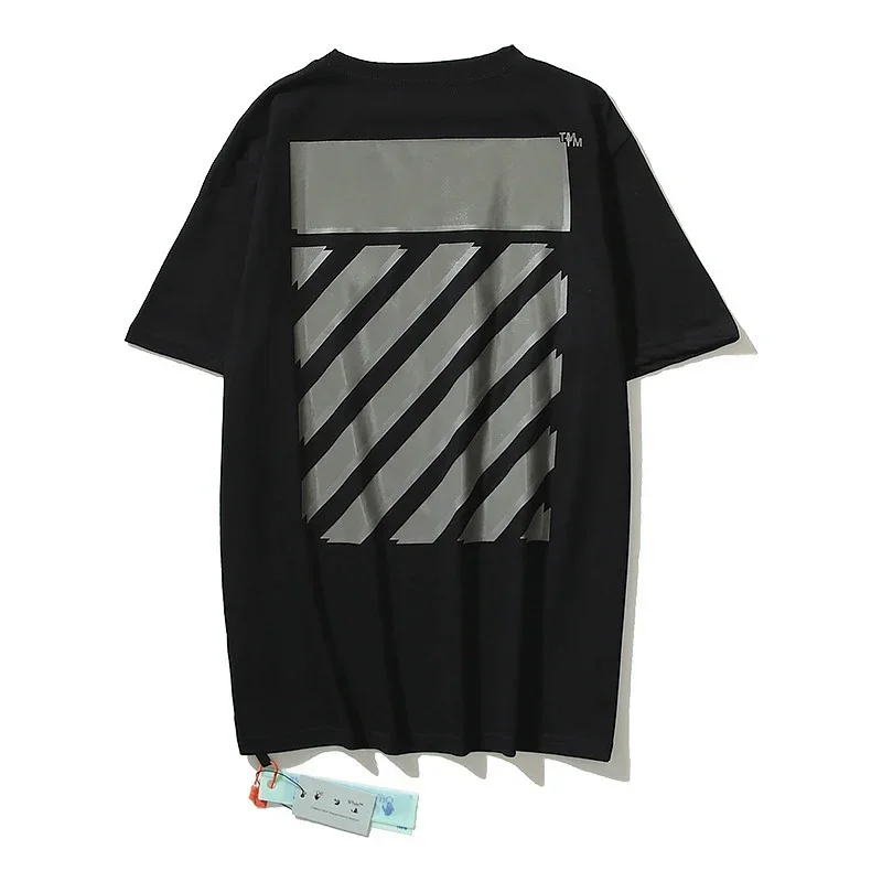 OFF-WHITE Black Reflective Striped T-Shirt