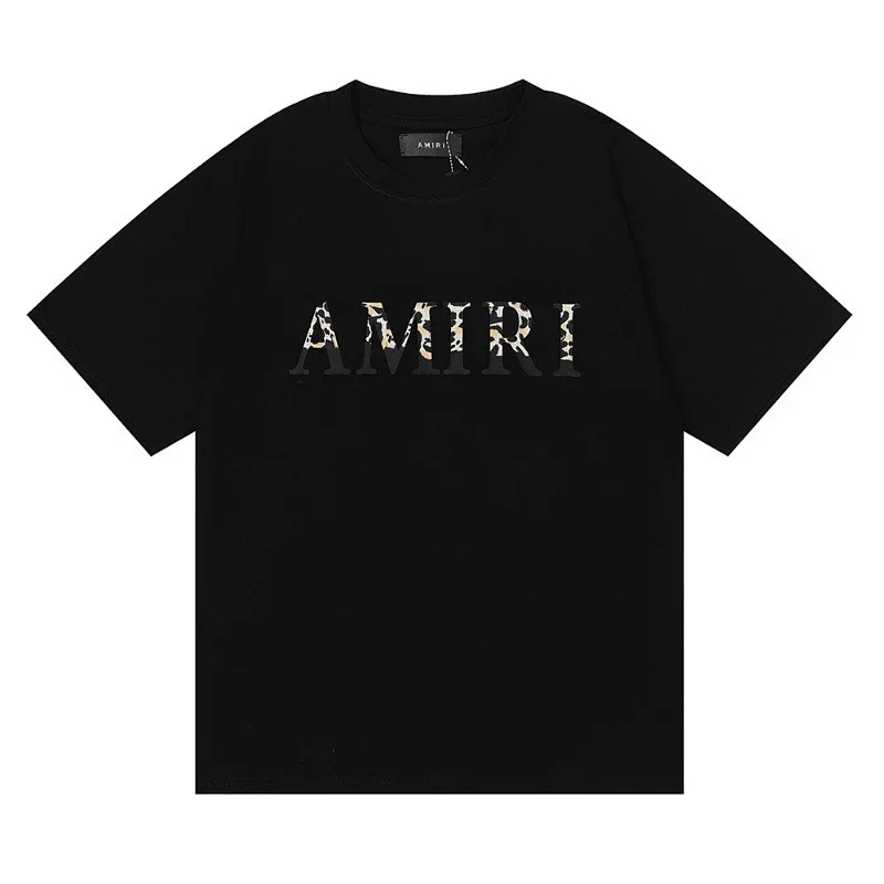 AMIRI Black Leopard Print Letter T-Shirt