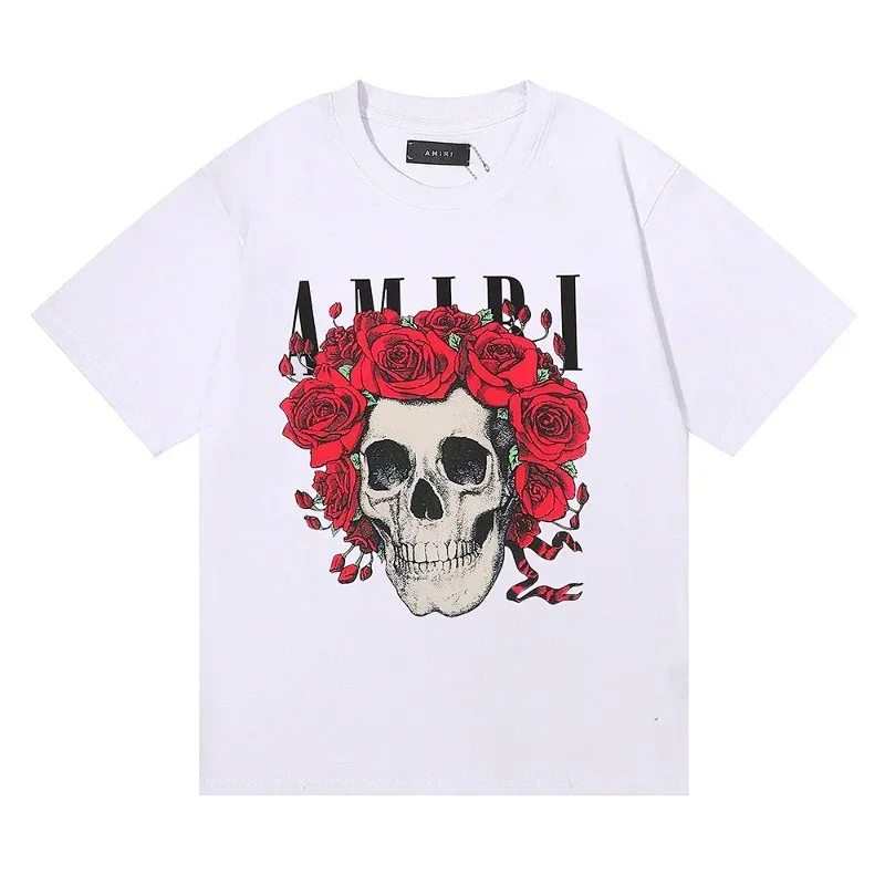 AMIRI White Skull Rose Printed T-Shirt