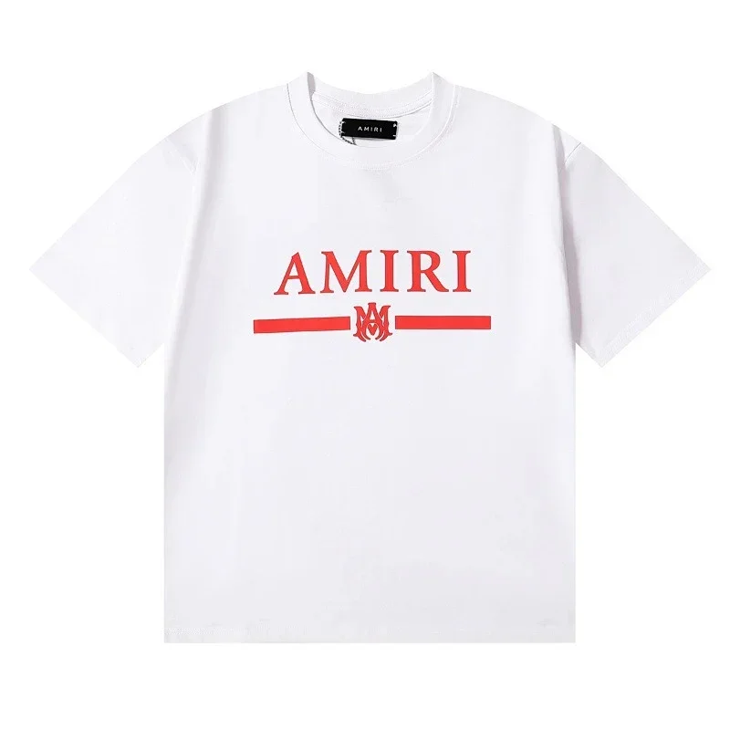 AMIRI White T-Shirt with Red Logo & M-Stripe