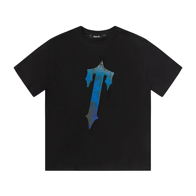 TEMPTED Black T-Shirt Blue Gradient Logo