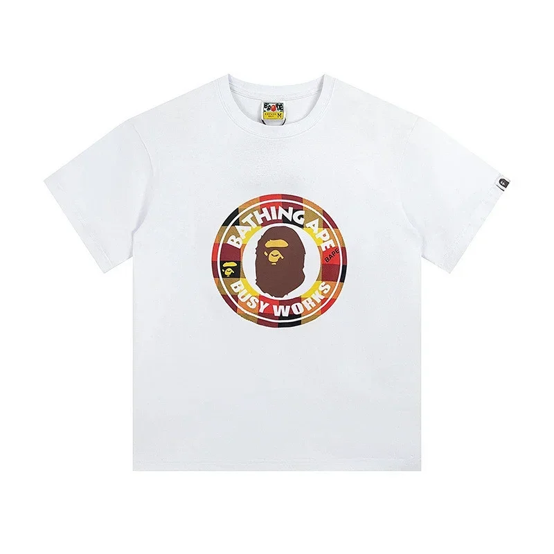 BAPE White T-Shirt: Ape Head & "BATHING APE BUSY WORKS" Graphic